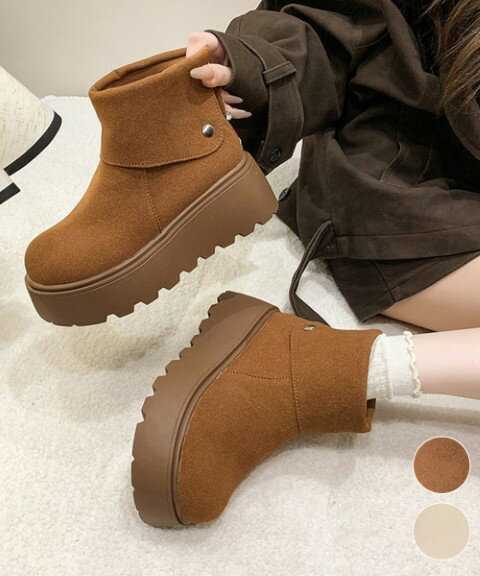 厚底ショートブーツシューズ美脚脚長【大きいサイズ レディース 雪道 サイドゴア ヒール ロング 美脚 エンジニアブーツ ブーティ 秋冬 boots】