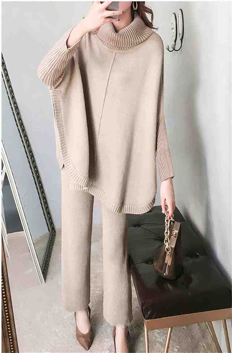 セットアップ暖かいニットパンツレデ...