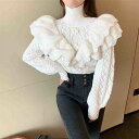 タートルネック ジェントル ニットトップス デザイン フリル【大きいサイズ レディース 春夏 セール きれいめ 可愛い かわいい チュニック tops】