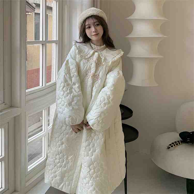 【送料無料】アウター コート トレンド コットンウェア 冬 ゆったり ロング丈 かわいい 襟付き【大きいサイズ レディース ロング ジャケット アウター 上着 ハンガー ロング丈 夏秋 coat】