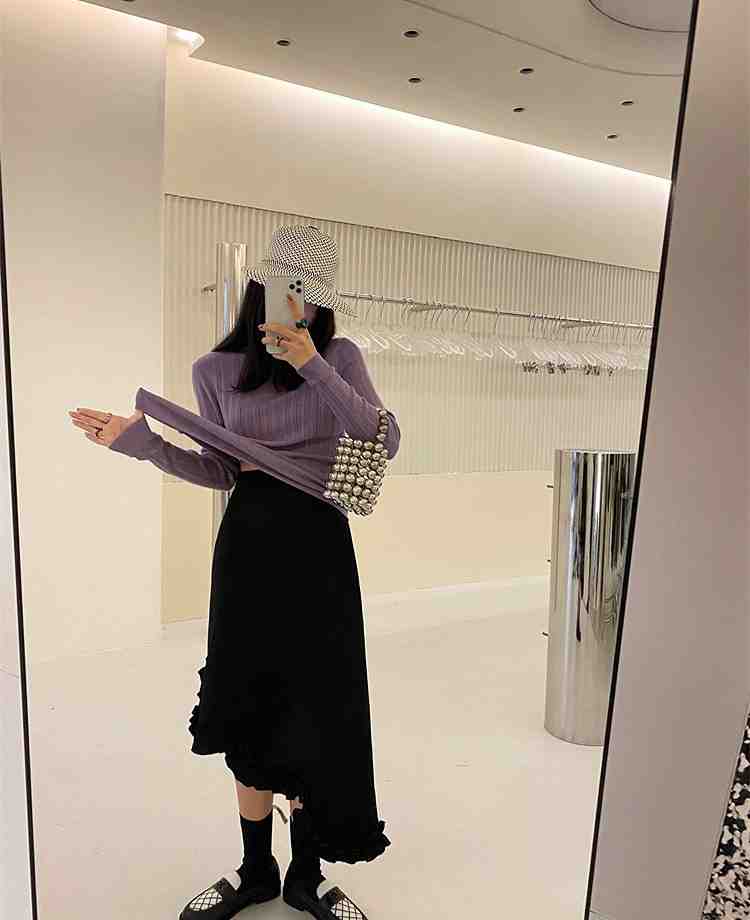 フリルロングスカートsweet系スリム