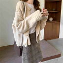 レトロ ニット ショート ゆったり セーター カーディガン コート【大きいサイズ レディース 平干し ニット ニットセーター vネック ドルマン カーディガン ...