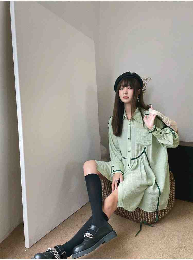 スリムシャツワンピミニスカートひざ...