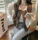 PUレザーベスト カーディガン ベスト トップス【大きいサイズ レディース ニット ロング カーデガン 薄手 カーデ コーディガン アンサンブル 夏秋 上着 cardigan Bolero】