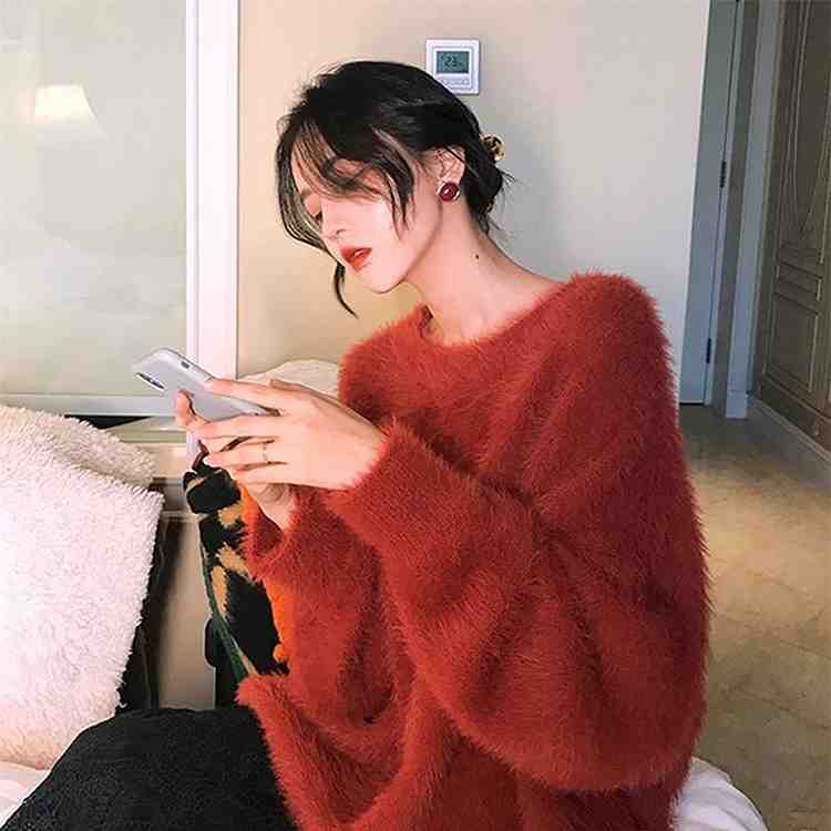 ニットトップス セーター 厚手 暖かさ ランタンスリーブ ゆったり感【大きいサイズ レディース 平干し ..