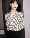 レトロ シフォン ブラウス 透け感 長袖 トップス【大きいサイズ レディース 夏秋 チュニック フォーマル オフィス ボウタイ シフォン シャツ インナー blouse】(4)