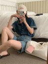 トップス 半袖 デニムシャツ レトロ かわいい レディース【大きいサイズ レディース 秋冬 チュニック フォーマル オフィス ボウタイ シフォン シャツ インナー blouse】
