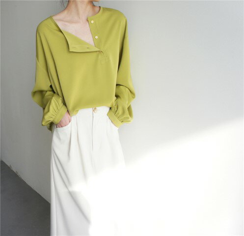 長袖 イレギュラー シャツ オシャレ ゆったり 【大きいサイズ レディース 秋冬 チュニック フォーマル オフィス ボウタイ シフォン シャツ インナー blouse】(4)