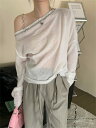 トップス オフショルダー 長袖 レディース 柔らかい生地【大きいサイズ レディース 夏秋 きれいめ 可愛い かわいい チュニック tops】