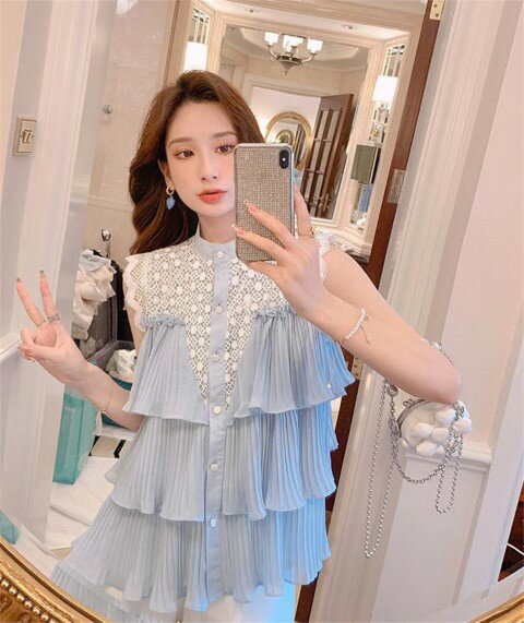 ブラウス シャツ トップス ノースリーブ かぎ針編み ケーキ型【大きいサイズ レディース 秋冬 チュニッ..