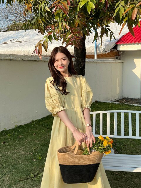 ロングワンピース ランタンスリーブ 縫付 スリム 半袖【大きいサイズ レディース 夏秋 結婚式 きれいめ タイト フォーマル 大人 上品 チュニック one-piece】