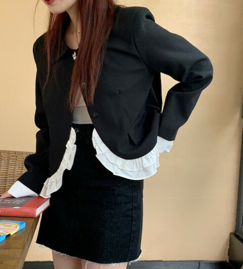 ジャケット ジェントルスタイル フリル コート【大きいサイズ レディース ロング ジャケット アウター 上着 ハンガー ロング丈 春夏 coat】