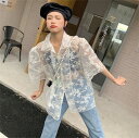 ブラウス レース カジュアル 半袖 透け感 レディース【大きいサイズ レディース 春夏 チュニック フォーマル オフィス ボウタイ シフォン シャツ インナー blouse】(4)
