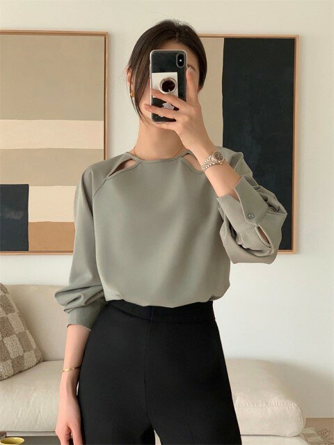 シフォンブラウス トップス 長袖 きれいめ OL 通勤 仕事 オフィスカジュアル 無地 シンプル レディース..