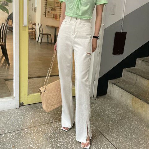 デニムパンツ ロングパンツ ダメージデニムパンツ カジュアル シンプル レディース【大きいサイズ レディース ストレッチ スキニー レディース タイツ ダメージ加工 ガウチョパンツ denim pants】