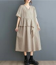 ロングワンピース 半袖 フリルワンピース シンプル カジュアル レディース【大きいサイズ レディース 春夏 結婚式 きれいめ タイト フォーマル 大人 上品 チュニック one-piece】(4)