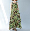 ロングワンピース ノースリーブワンピース 袖なし 花柄 マキシ丈 シンプル カジュアル リゾート風 レディース【大きいサイズ レディース 春夏 結婚式 きれいめ タイト フォーマル 大人 上品 チュニック one-piece】(4)