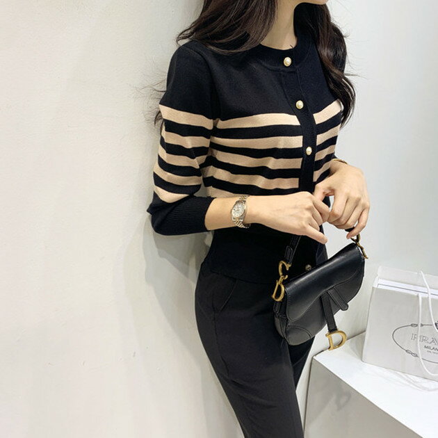 ストライプ柄 長袖 セーター カットソー【大きいサイズ レディース 平干し ニット ニットセーター vネック ドルマン カーディガン knit sweater】