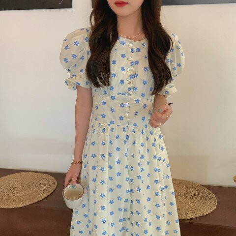 レトロ ゆったり レーシング ラウンドネック 花柄 ロング 袖丈プリントワンピース【大きいサイズ レディース 春夏 結婚式 きれいめ タイト フォーマル 大人 上品 チュニック one-piece】