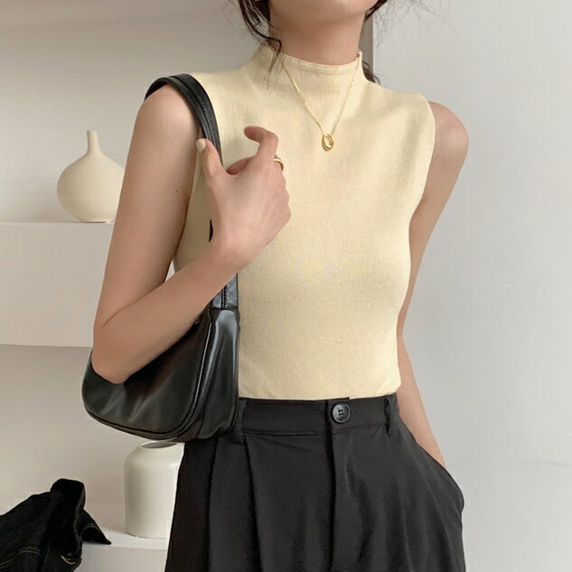 韓国系 ハーフネックノースリーブトップス無地 ファッション Tシャツ【大きいサイズ レディース 秋冬 チュニック フォーマル オフィス ボウタイ シフォン シャツ インナー blouse】