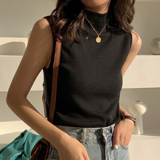 韓国系 ハーフネックノースリーブトップス無地 ファッション Tシャツ【大きいサイズ レディース 秋冬 チュニック フォーマル オフィス ボウタイ シフォン シャツ インナー blouse】