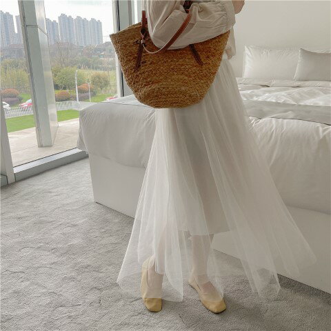 シンプルハイウエストメッシュスカー...