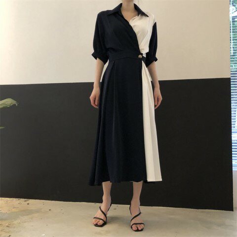 エレガント シンプル 折り襟 カジュアル ワンピース【大きいサイズ レディース 冬春 結婚式 きれいめ タイト フォーマル 大人 上品 チュニック one-piece】