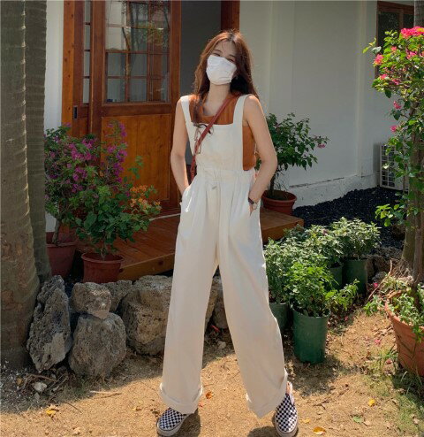 レトロ レーシング ポケット ロングパンツ パンツ丈 オールインワン サロペット【大きいサイズ レディ..