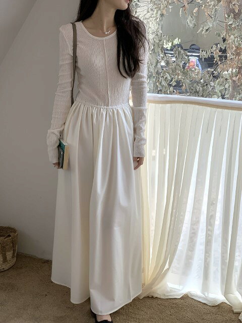 カカジュアル 韓国ファッション ラウンドネック 長袖 ロング カジュアルワンピース【大きいサイズ レディース 秋冬 結婚式 きれいめ タイト フォーマル 大人 上品 チュニック one-piece】