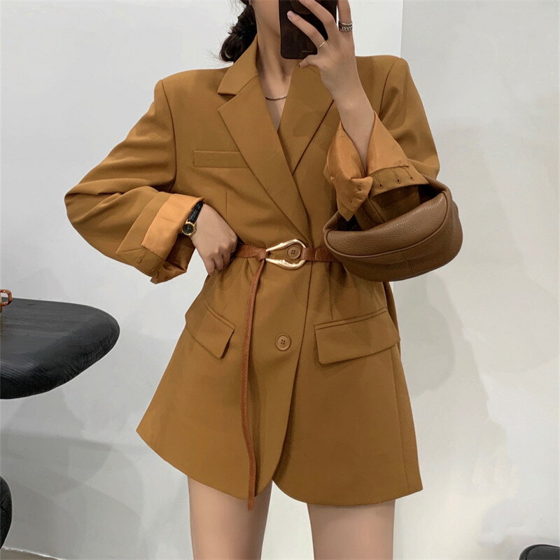 レトロ ゆったり レーシング 長袖 ベルト付き カジュアルスーツ【大きいサイズ レディース 入学式 卒園..