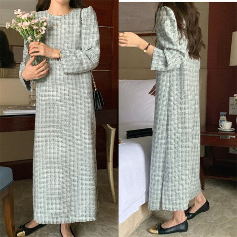 ファッション レトロ ミックスツイード ロング ワンピース【大きいサイズ レディース 春夏 結婚式 きれいめ タイト フォーマル 大人 上品 チュニック one-piece】 ファッション レトロ ミックスツイード ロング ワンピース【大きいサイズ レディース 春夏 結婚式 きれいめ タイト フォーマル 大人 上品 チュニック one-piece】