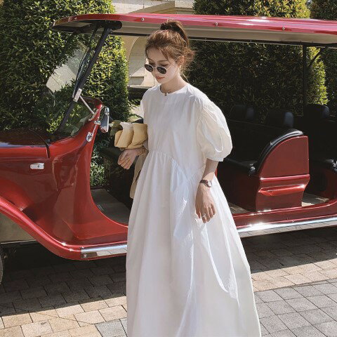 レトロ おしゃれ パフスリーブ カジュアルワンピース【大きいサイズ レディース 秋冬 結婚式 きれいめ タイト フォーマル 大人 上品 チュニック one-piece】