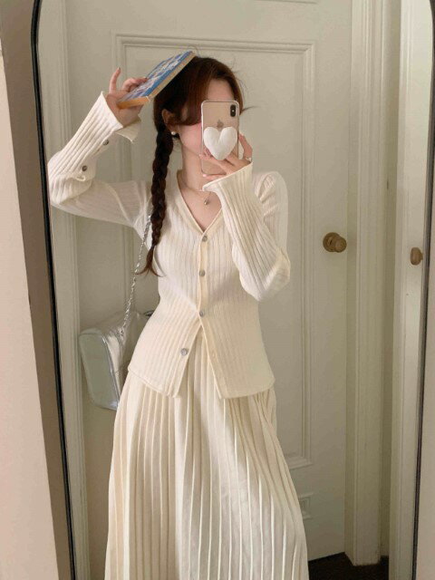 トップス カットソー+ セミロングスカート セット【大きいサイズ レディース ロング 秋冬 フレア スウェット パンツ レギンス スカーチョ スキニー レギンス...