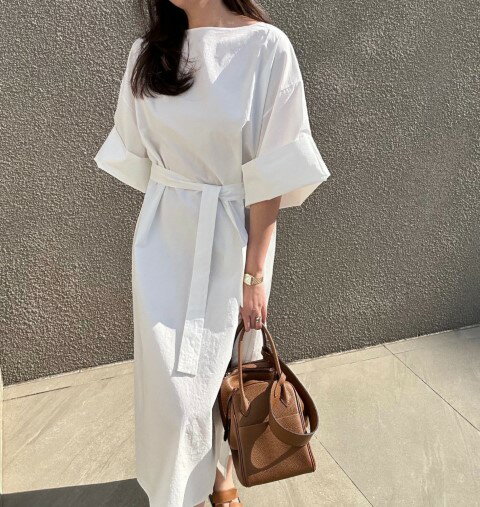 韓国系 カジュアル系 無地 ワンピース【大きいサイズ レディース 春夏 結婚式 きれいめ タイト フォーマル 大人 上品 チュニック one-piece】