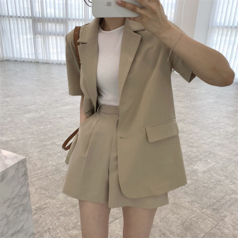 ショートパンツ+ジェケット OL/フォーマルセットアップ【大きいサイズ レディース 冬春 デニム ハイウエスト ハーフパンツ パンツ ショーパン スキニー ダメージ 短パン short pants】