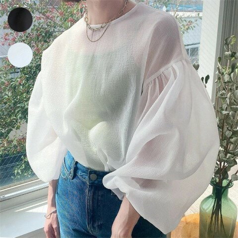 おしゃれ ランタンスリーブ シャツ/ブラウス【大きいサイズ レディース 春夏 チュニック フォーマル オフィス ボウタイ シフォン シャツ インナー blouse】