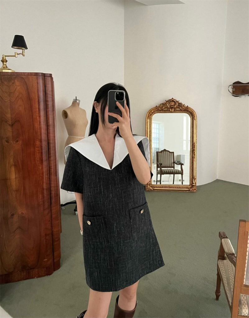 韓国系 カジュアル系 おしゃれ 短袖 ワンピース【大きいサイズ レディース 夏秋 結婚式 きれいめ タイト フォーマル 大人 上品 チュニック one-piece】