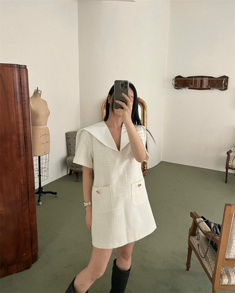 韓国系 カジュアル系 おしゃれ 短袖 ワンピース【大きいサイズ レディース 夏秋 結婚式 きれいめ タイト フォーマル 大人 上品 チュニック one-piece】