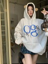 長袖 韓国風 パーカー【大きいサイズ レディース パーカー 無地 夏秋 チュニック 薄手 スウェット シャツ ブラウス pullover parker】