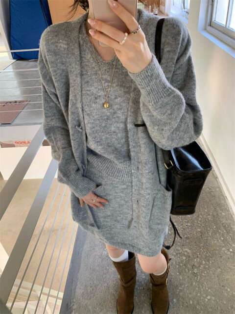 韓国風 人気 おしゃれ タンクトップ +スカート+コート【大きいサイズ レディース 秋冬 フレア スウェット パンツ レギンス スカーチョ スキニー レギンス ...