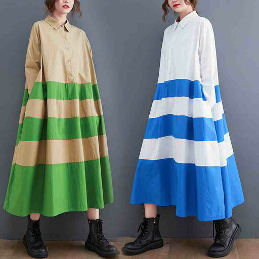 バイカラーボーダー柄 ロングシャツワンピース【大きいサイズ レディース 春夏 結婚式 きれいめ タイト フォーマル 大人 上品 チュニック one-piece】 バイカラーボーダー柄 ロングシャツワンピース【大きいサイズ レディース 春夏 結婚式 きれいめ タイト フォーマル 大人 上品 チュニック one-piece】
