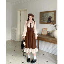 L〜5L 大きいサイズ セーラー服 バイカラー 異素材切替 ネクタイ付き重ねる風ワンピース【大きいサイズ レディース 秋冬 結婚式 きれいめ タイト フォーマル 大人 上品 チュニック one-piece】|詳細画像