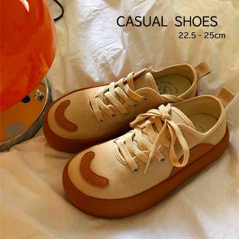 スニーカー シューズ 紐靴 ブラウン ナチュラル ローカット フラット カジュアル【大きいサイズ レディース ハイカット 歩きやすい 疲れない スニーカー キッズ パンプス 靴 shoes sneakers】のサムネイル
