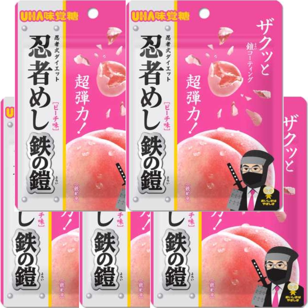 5袋セット 忍者めし 鉄の鎧 ピーチ味 UHA味覚糖 神戸西倉庫