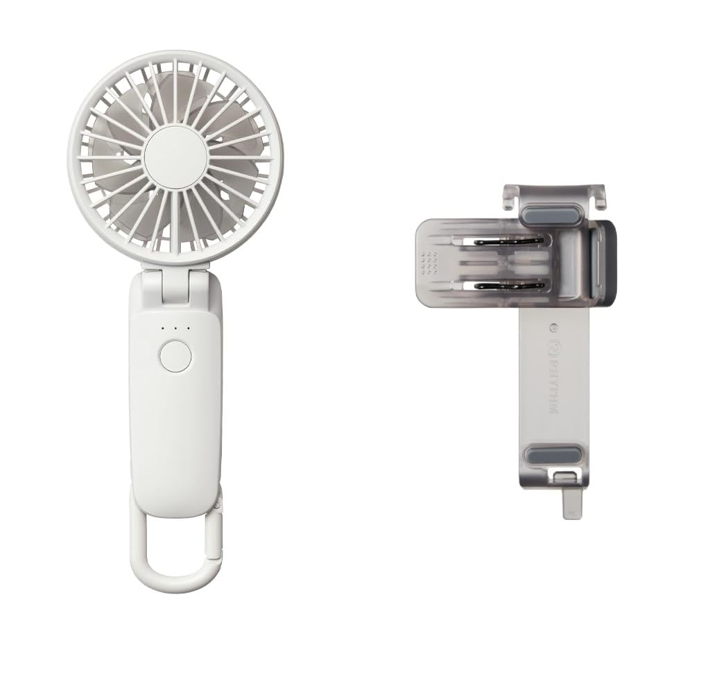 リズム(RHYTHM) リズム(RHYTHM) ハンディファン 取付用 クリップ セット 2025 [Silky Wind Mobile 3シリーズ専用] ライトグレー (オフホワイト) 日傘対応 青森倉庫