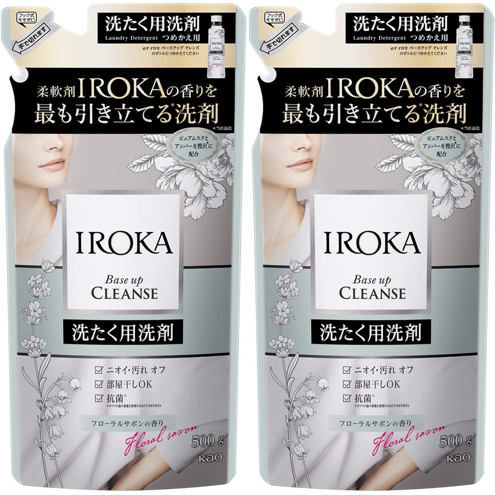 商品説明■　情報1詰め替え■　情報2商品紹介 洗たく用洗剤 上質な香り引き立つ、洗い上がり 繊維にたまったニオイ・汚れをしっかりクレンズオフ。 さらに、IROKAこだわりの高級香料「ピュアムスク* 」と、「アンバー」配合だから、上質な香りがクリアに引き立つ洗い上がりに。 * 天然ムスク香気の主成分と同構造のl-Muscone -フローラルサボンの香り- ミューゲ、ローズの花々にムスクで厚みを持たせた透明感のあるやわらかな香り ニオイ・汚れクレンズオフ 抗菌※ 部屋干しOK すすぎ1回でもOK ※ すべての菌の増殖を抑制するわけではありません 原材料・成分 界面活性剤[23%、高級アルコール系（非イオン）]、安定化剤、アルカリ剤、pH調整剤、香料、酵素