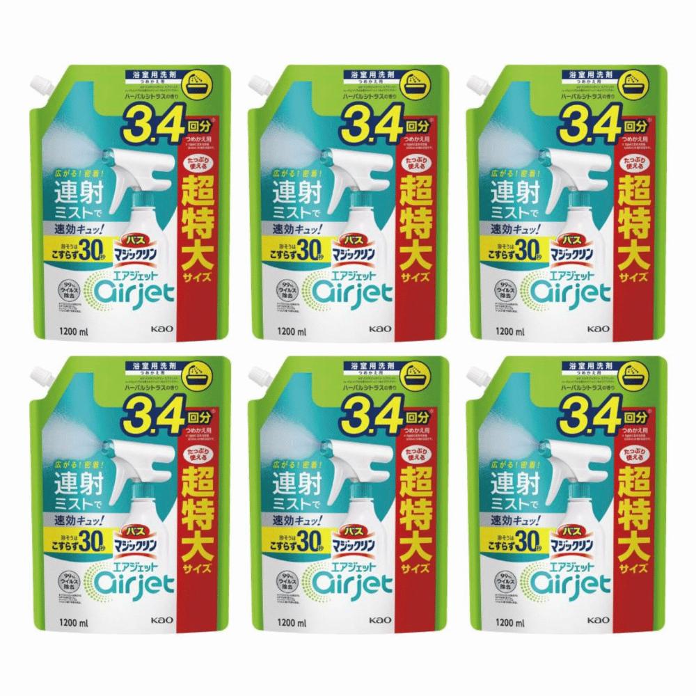 乐天商城 - 花王 【ケース販売】バスマジックリン エアジェット ハーバルシトラス つめかえ用大容量 1200mL×6袋 東京南倉庫