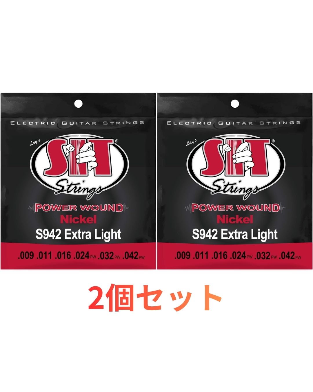 0.09 - 0.42 - 2個セット SIT STRINGS PowerWound EXTRA LIGHT S942 .009-.042 岩手倉庫