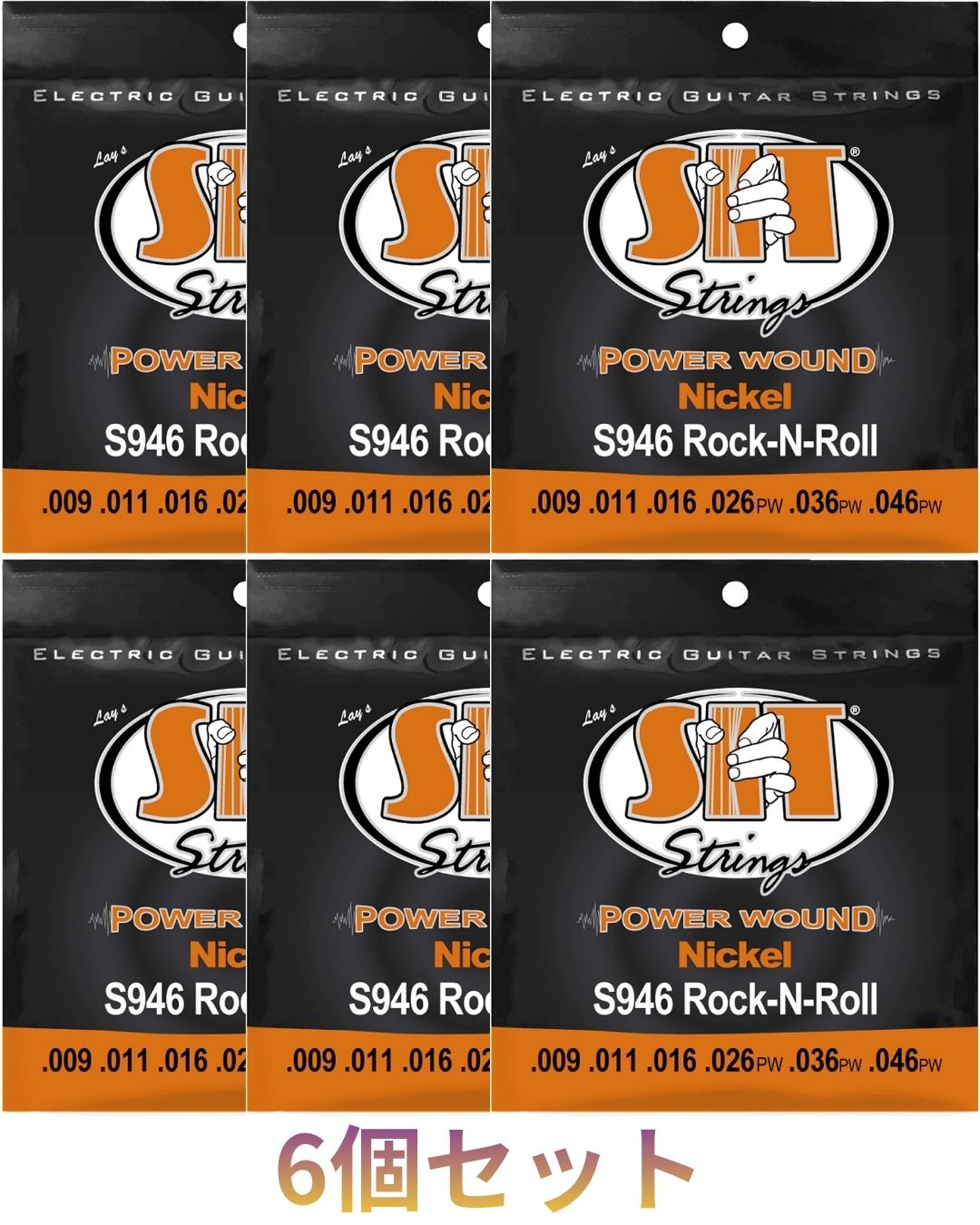 0.09 - 0.46 - 6個セット SIT STRINGS PowerWound ROCK-N-ROLL S946 .009-.046 岩手倉庫