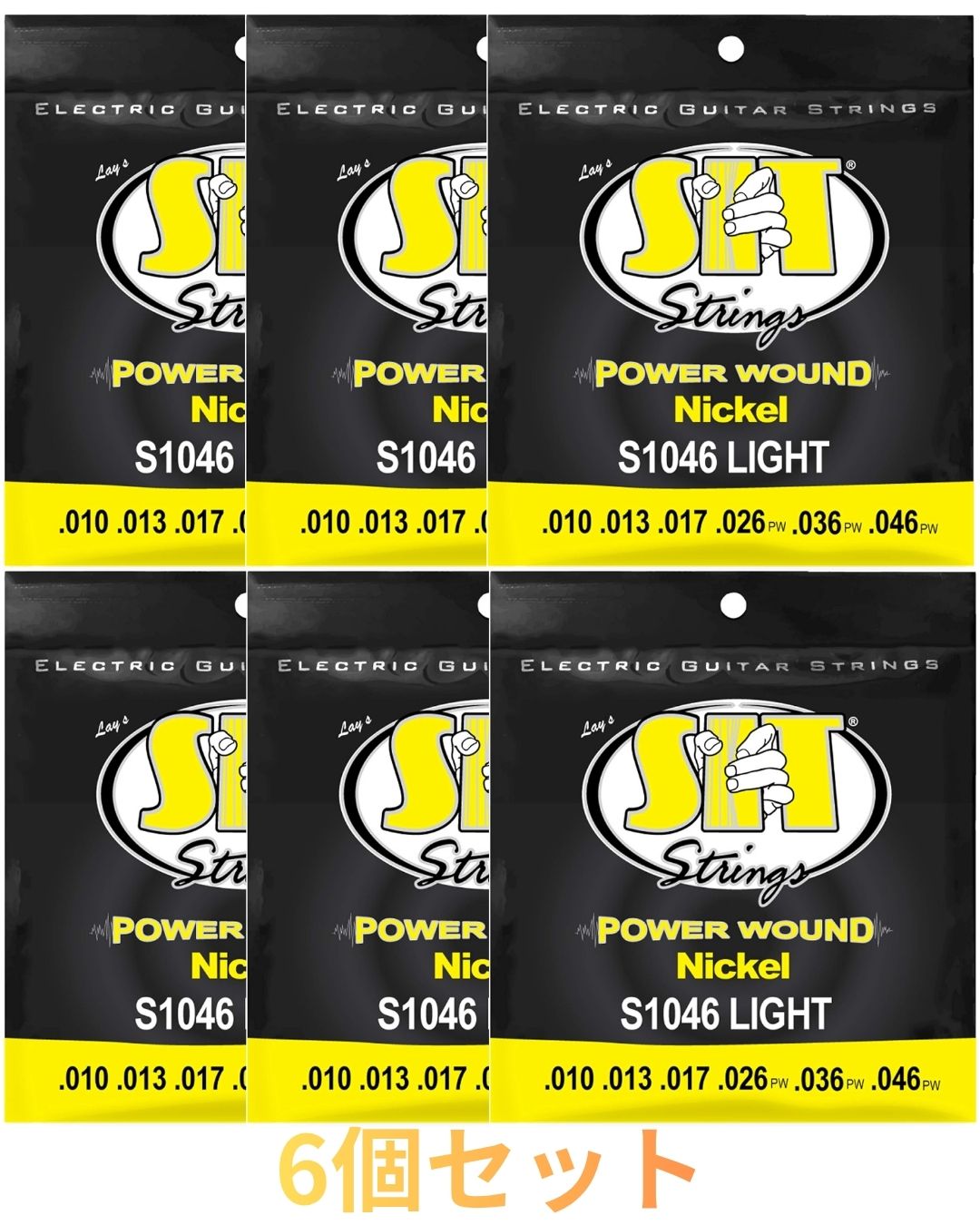 0.10 - 0.46 - 6個セット SIT STRINGS PowerWound Light S1046 .010-.046 岩手倉庫